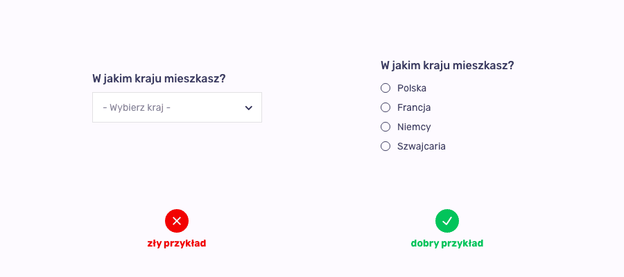 Radio button zamiast rozwijanego menu