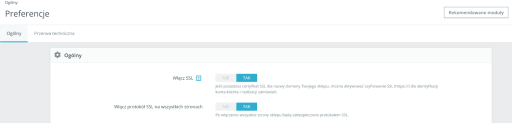 konfiguracja ssl prestashop
